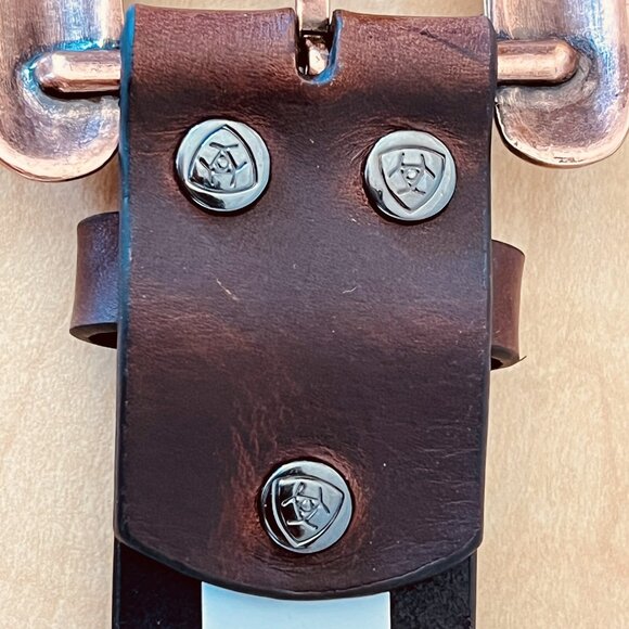 ARIAT Women's Serape Center Copper Stud Edge Western Leather Belt Size XL NWT - Picture 9 of 16